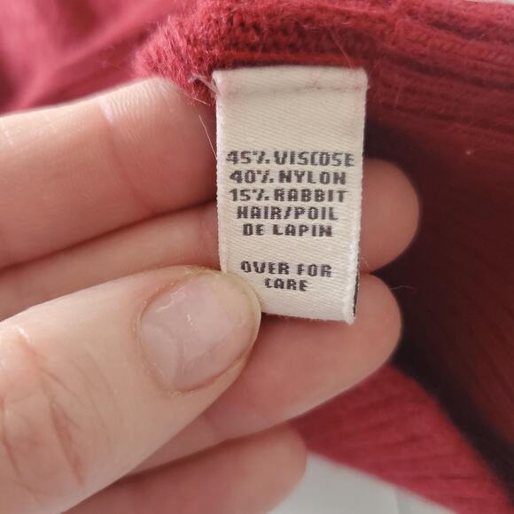 Y2K Abercrombie & Fitch Sweater Womens Large Red Cable Knit Deep V-Neck Long - Picture 7 of 8